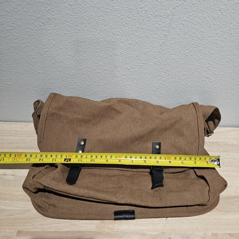 Canvas Brown And Black Messenger Bag With Magnetic Straps